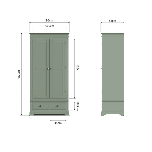 Brampton 2 Door 2 Drawer Double Wardrobe - The Oak Bed Store