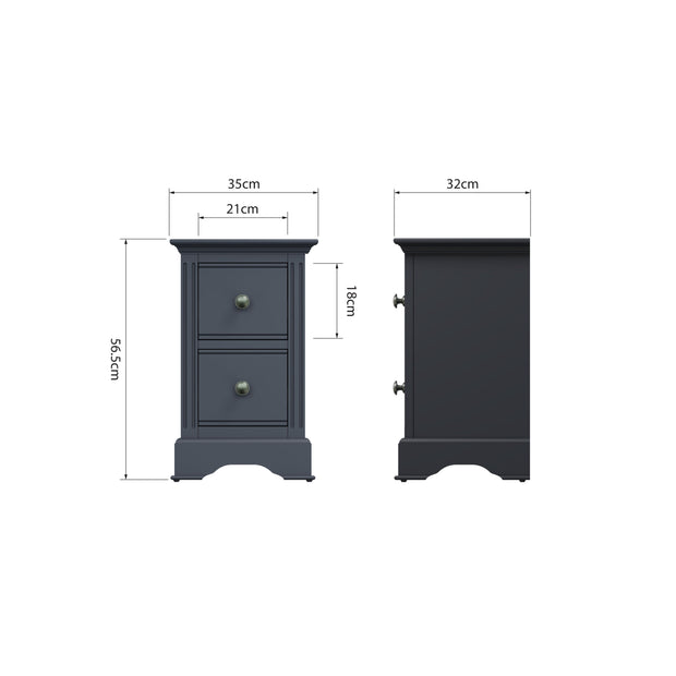 Brampton 2 Drawer Small Bedside Table - The Oak Bed Store