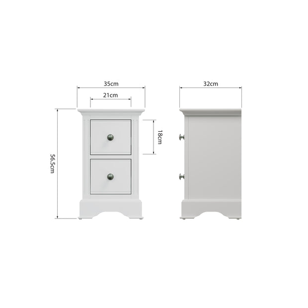 Brampton 2 Drawer Small Bedside Table - The Oak Bed Store