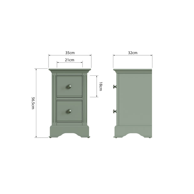 Brampton 2 Drawer Small Bedside Table - The Oak Bed Store