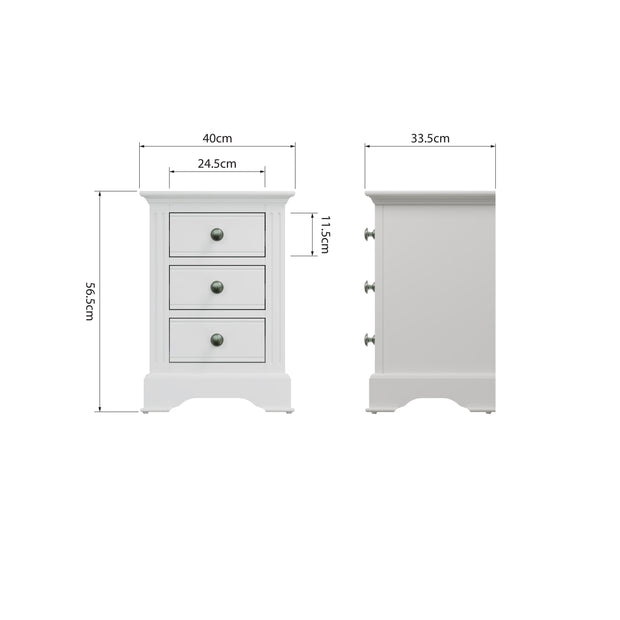 Brampton 3 Drawer Large Bedside Table - The Oak Bed Store