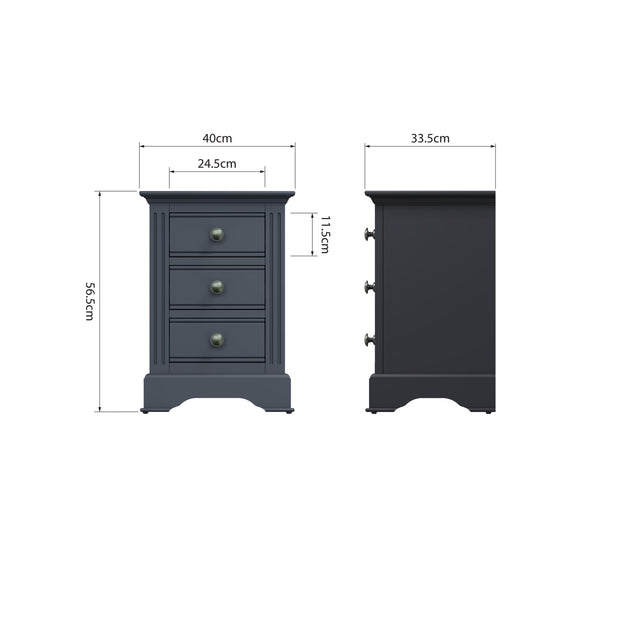 Brampton 3 Drawer Large Bedside Table - The Oak Bed Store