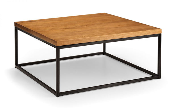 Brockenhurst Rustic Oak & Gunmetal Square Coffee Table - The Oak Bed Store