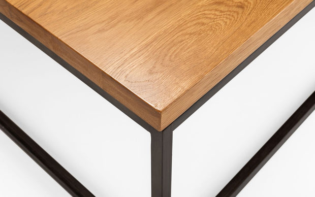 Brockenhurst Rustic Oak & Gunmetal Square Coffee Table - The Oak Bed Store