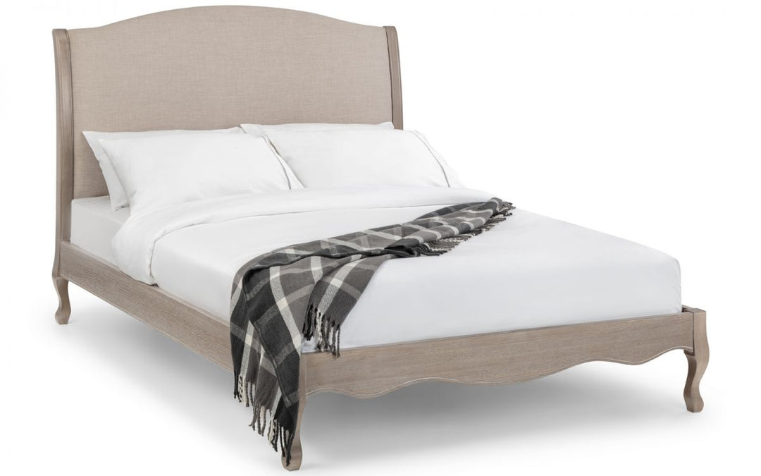 Camberley Limed Oak & Oatmeal Linen Fabric Bed Frame - 6ft Super King - The Oak Bed Store