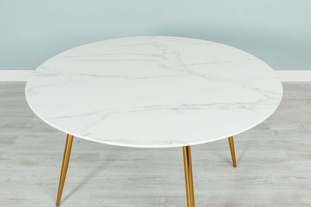 Camden Round Marble Effect Dining Table - 1.2m - The Oak Bed Store