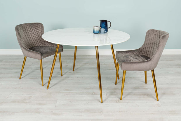 Camden Round Marble Effect Dining Table - 1.2m - The Oak Bed Store