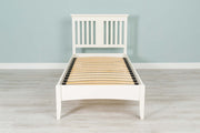 Camden Soft White Wooden Bed Frame - 3ft Single - The Oak Bed Store