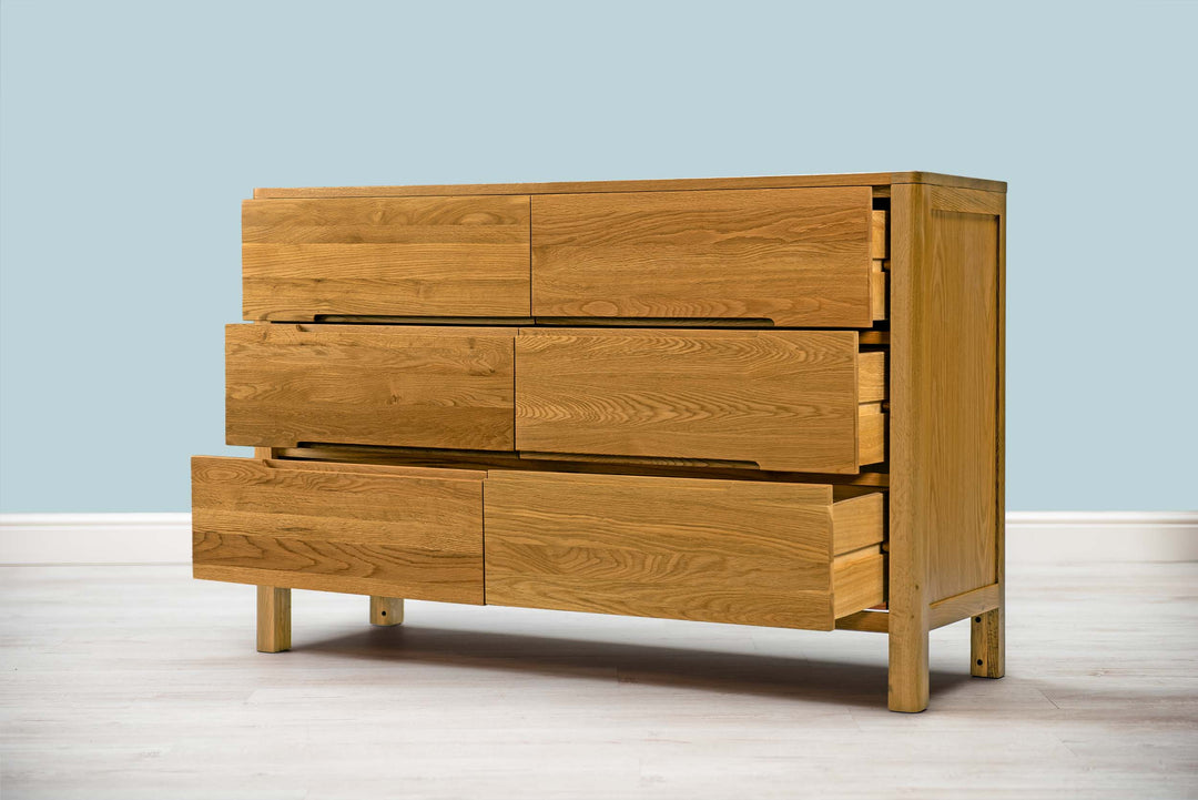 Canterbury Natural Oak 6 Drawer Chest of Drawers - The Oak Bed Store