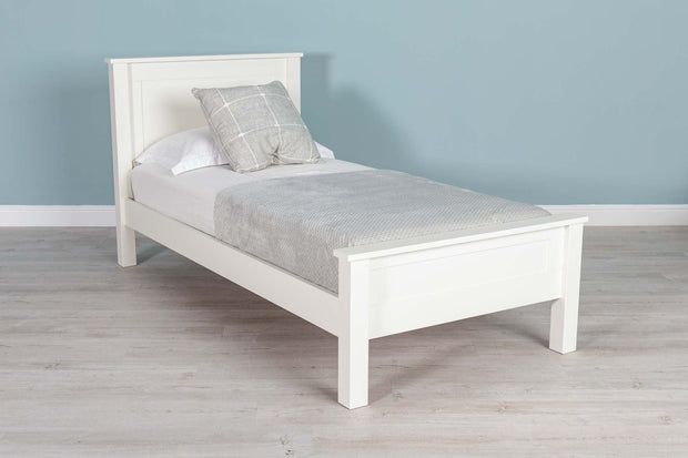 Capri Soft White Solid Wood Bed Frame - 3ft Single - The Oak Bed Store