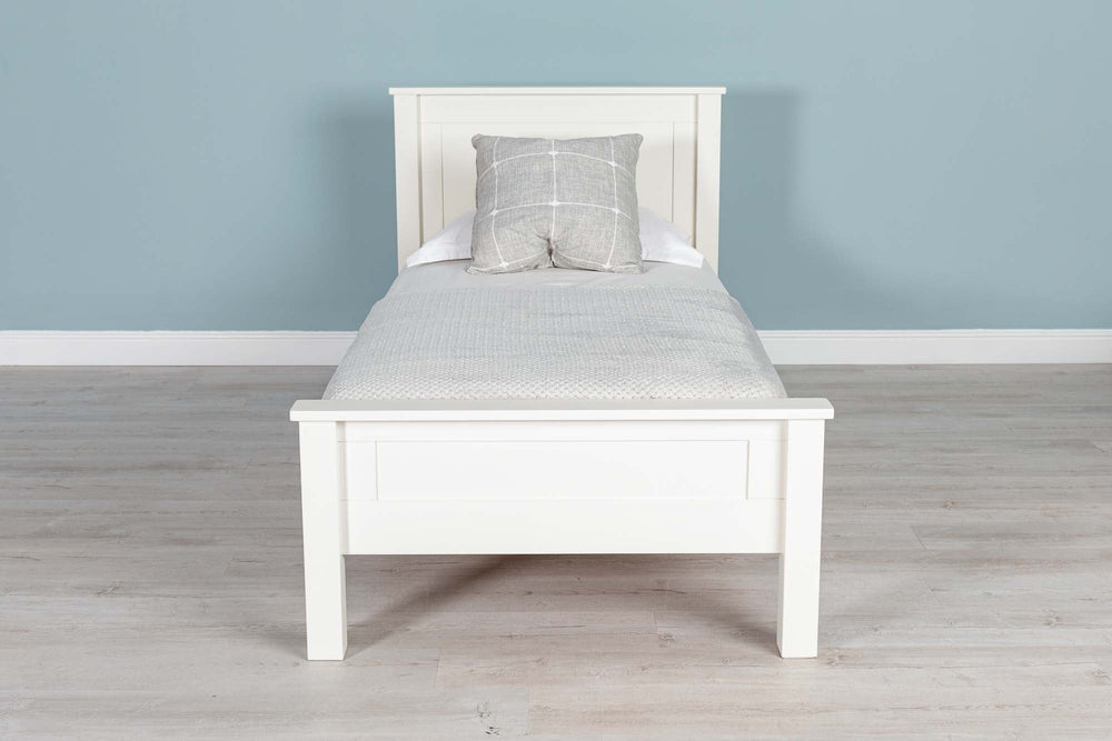 Capri Soft White Solid Wood Bed Frame - 3ft Single - The Oak Bed Store