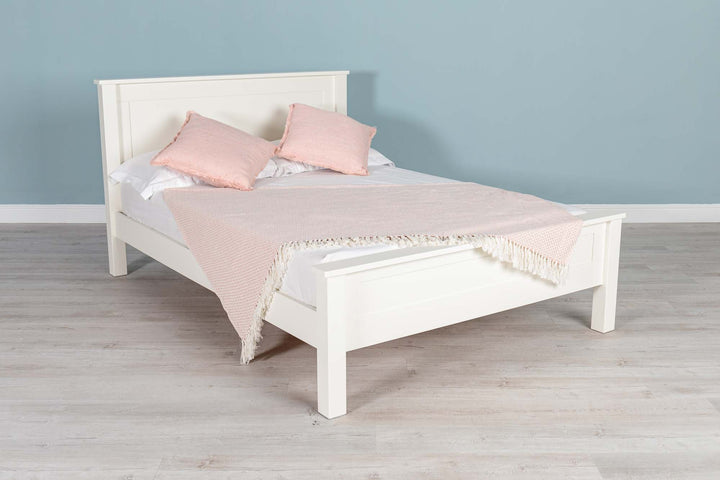 Capri Soft White Solid Wood Bed Frame - 4ft6 Double - The Oak Bed Store