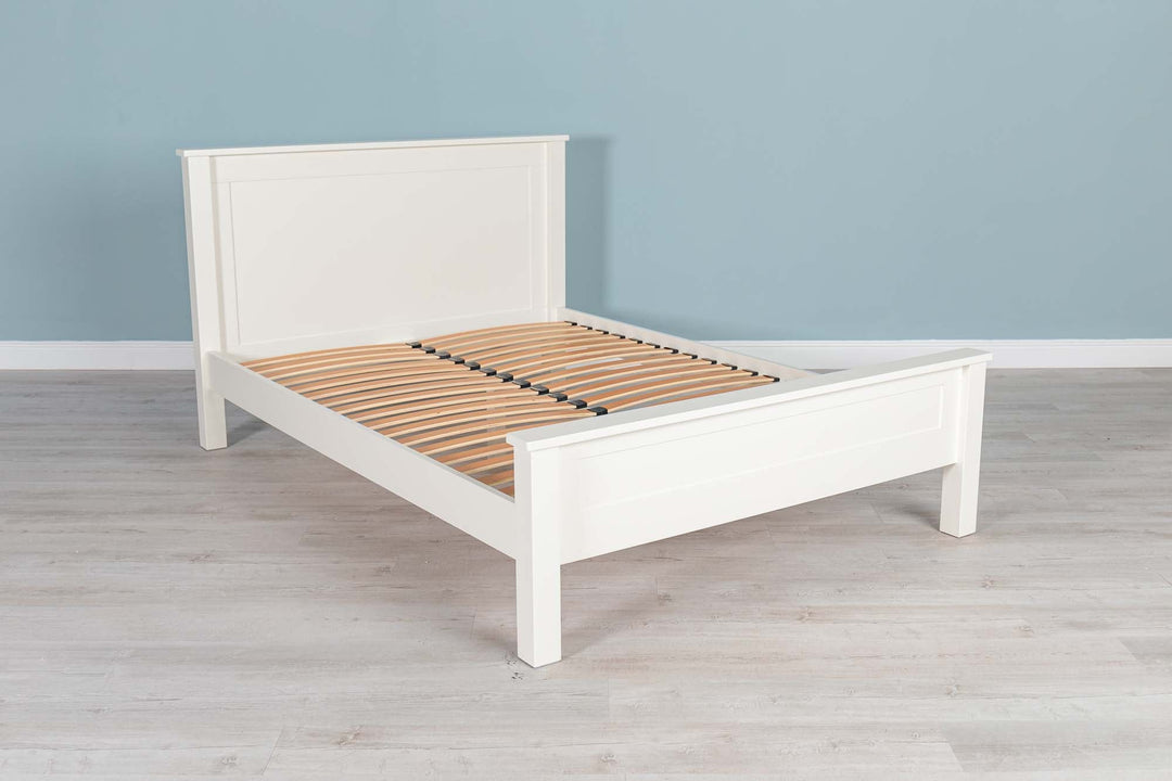 Capri Soft White Solid Wood Bed Frame - 4ft6 Double - The Oak Bed Store