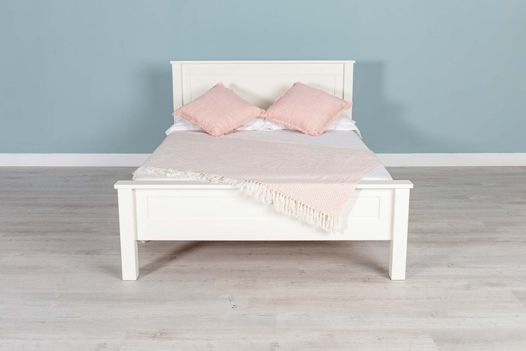 Capri Soft White Solid Wood Bed Frame - 5ft King Size - The Oak Bed Store