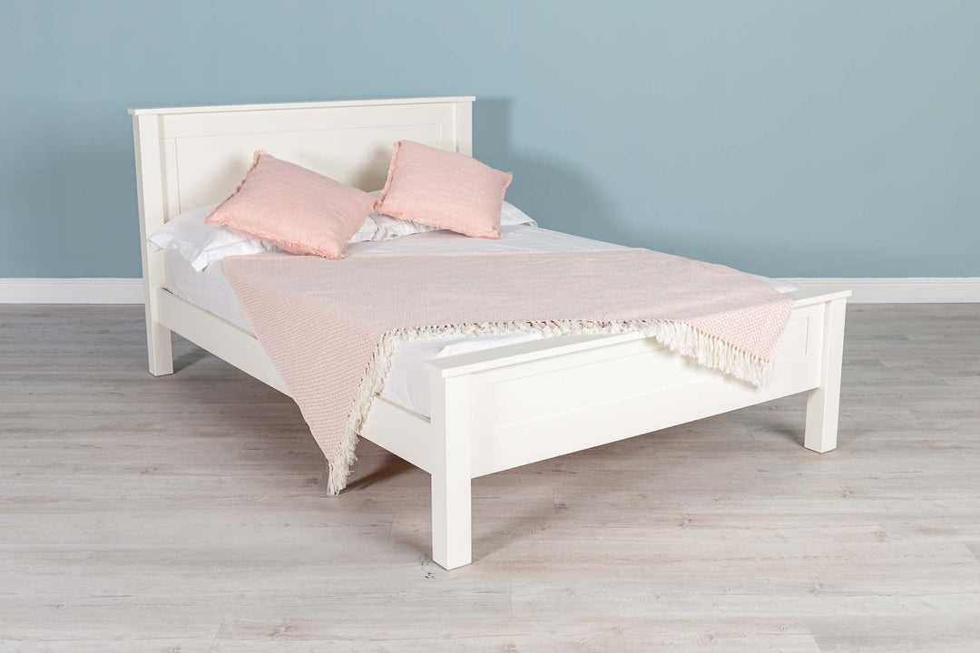 Capri Soft White Solid Wood Bed Frame - 5ft King Size - The Oak Bed Store