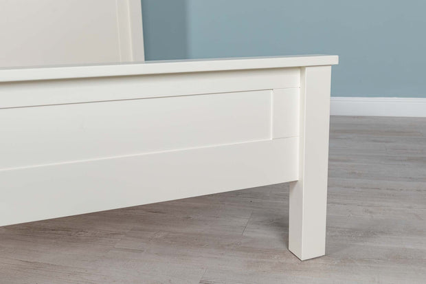 Capri Soft White Solid Wood Bed Frame - 6ft Super King - The Oak Bed Store