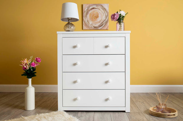 Chester Bright White 2 Over 3 Chest of Drawers - The Oak Bed Store