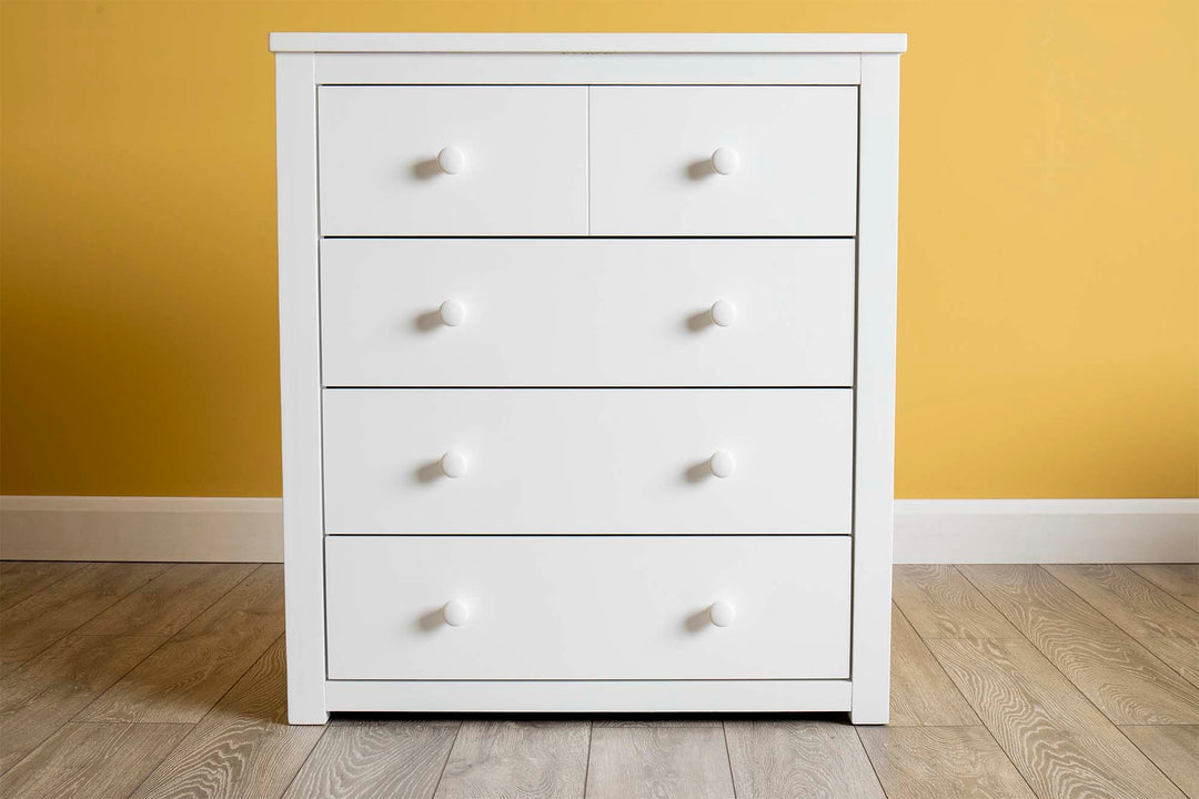 Chester Bright White 2 Over 3 Chest of Drawers - The Oak Bed Store