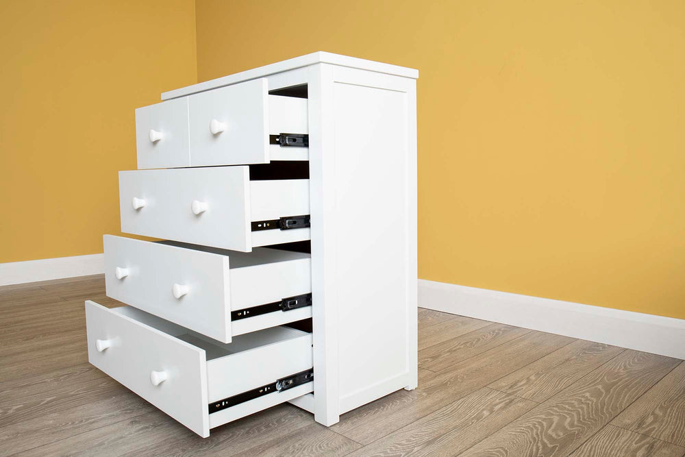 Chester Bright White 2 Over 3 Chest of Drawers - The Oak Bed Store