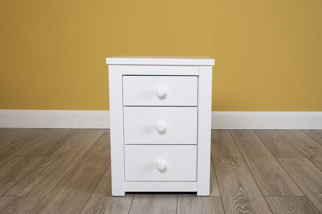 Chester Bright White 2+1 Bedside Table - The Oak Bed Store