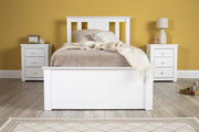 Chester Bright White Ottoman Storage Bed Frame - 3ft Single - The Oak Bed Store