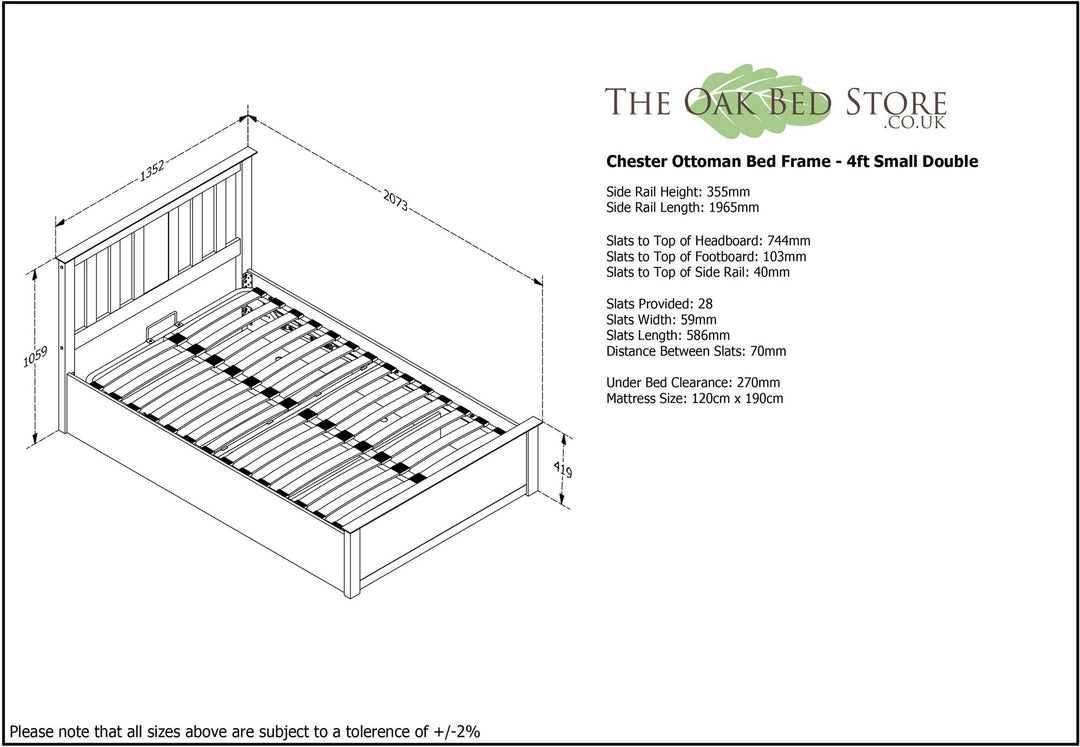 Chester Bright White Ottoman Storage Bed Frame - 4ft Small Double - The Oak Bed Store