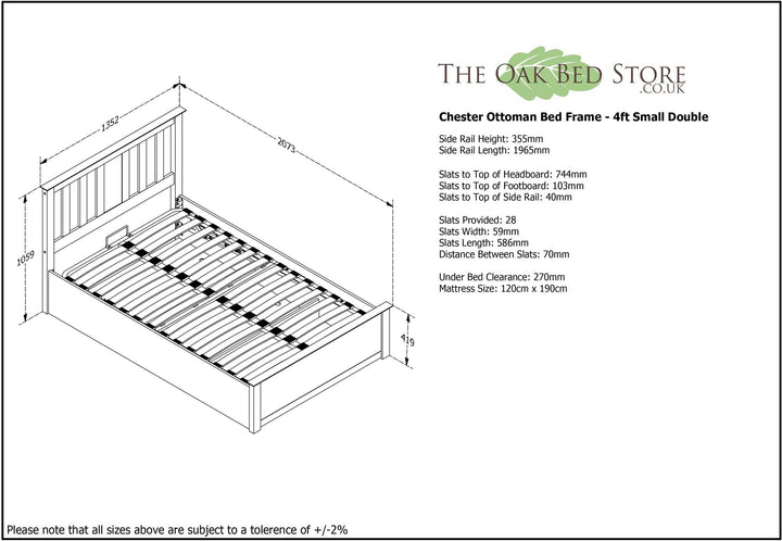 Chester Bright White Ottoman Storage Bed Frame - 4ft Small Double - The Oak Bed Store