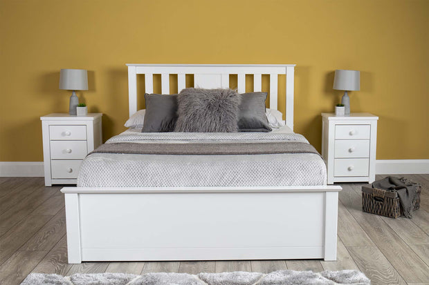 Chester Bright White Ottoman Storage Bed Frame - 4ft Small Double - The Oak Bed Store
