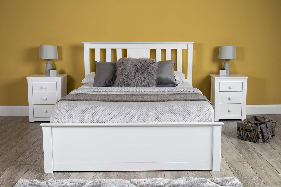 Chester Bright White Ottoman Storage Bed Frame - 4ft6 Double - The Oak Bed Store