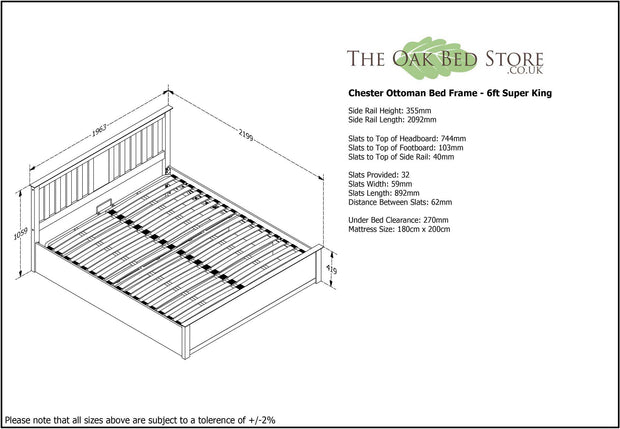Chester Bright White Ottoman Storage Bed Frame - 6ft Super King - The Oak Bed Store