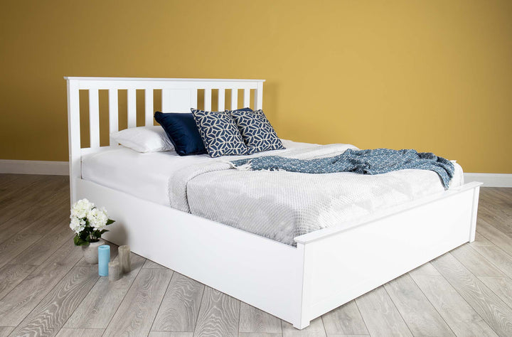 Chester Bright White Ottoman Storage Bed Frame - 6ft Super King - The Oak Bed Store