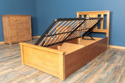 Chester Medium Oak Ottoman Storage Bed Frame - 3ft Single - The Oak Bed Store