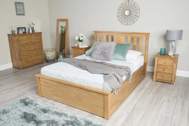 Chester Medium Oak Ottoman Storage Bed Frame - 5ft King Size - The Oak Bed Store