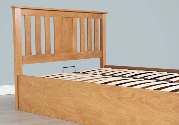 Chester Natural Oak Ottoman Storage Bed Frame - 5ft King Size - The Oak Bed Store