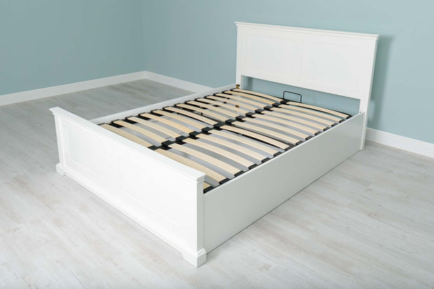 Chilgrove Bright White Ottoman Storage Bed Frame - 5ft King Size - The Oak Bed Store