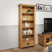 Cotswold Rustic Oak 1 Drawer Medium Bookcase - The Oak Bed Store