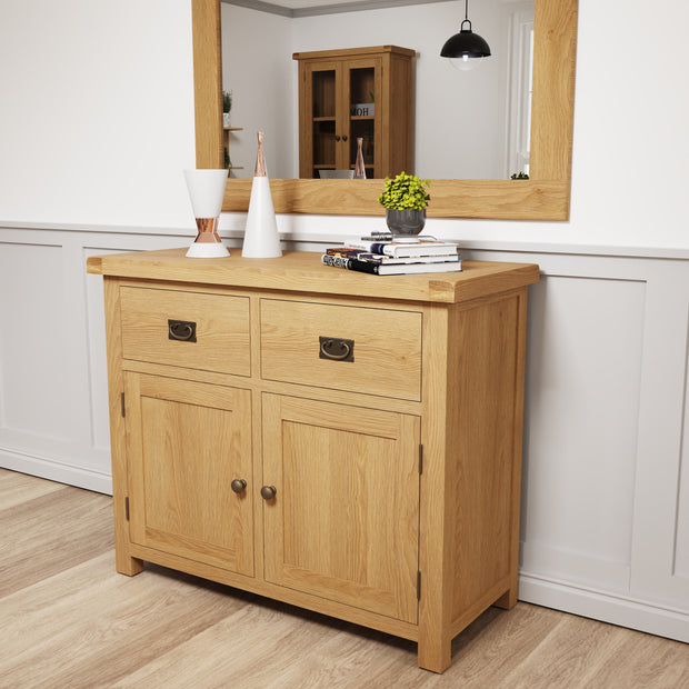 Cotswold Rustic Oak 2 Door 2 Drawer Sideboard - The Oak Bed Store