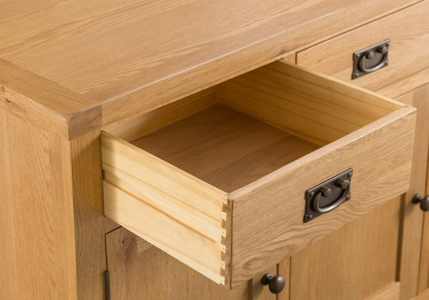 Cotswold Rustic Oak 3 Door 3 Drawer Sideboard - The Oak Bed Store