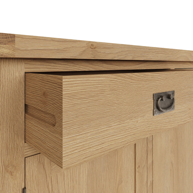 Cotswold Rustic Oak 4 Door 3 Drawer Sideboard - The Oak Bed Store