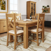Cotswold Rustic Oak Butterfly Extending Dining Table - 1.25m - The Oak Bed Store