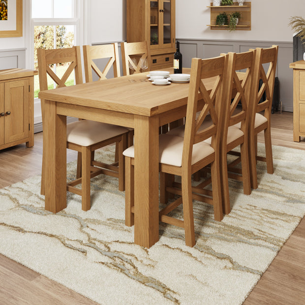 Cotswold Rustic Oak Butterfly Extending Dining Table - 1.7m - The Oak Bed Store