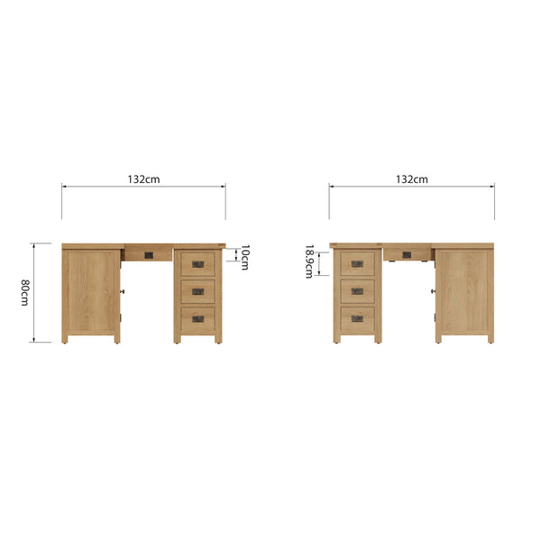 Cotswold Rustic Oak Corner Computer Desk - The Oak Bed Store