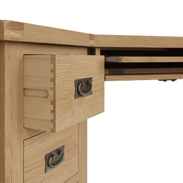 Cotswold Rustic Oak Corner Computer Desk - The Oak Bed Store