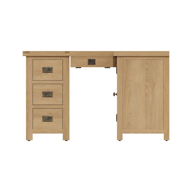 Cotswold Rustic Oak Corner Computer Desk - The Oak Bed Store