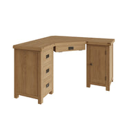 Cotswold Rustic Oak Corner Computer Desk - The Oak Bed Store
