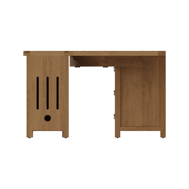 Cotswold Rustic Oak Corner Computer Desk - The Oak Bed Store