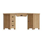 Cotswold Rustic Oak Corner Computer Desk - The Oak Bed Store
