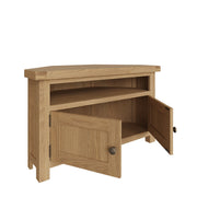 Cotswold Rustic Oak Corner TV Unit - The Oak Bed Store