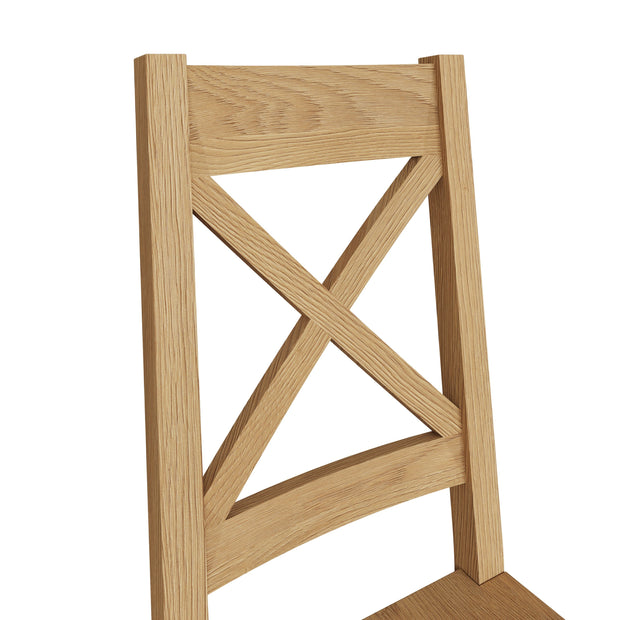 Cotswold Rustic Oak Cross Back Dining Chair (Set of 2) - The Oak Bed Store