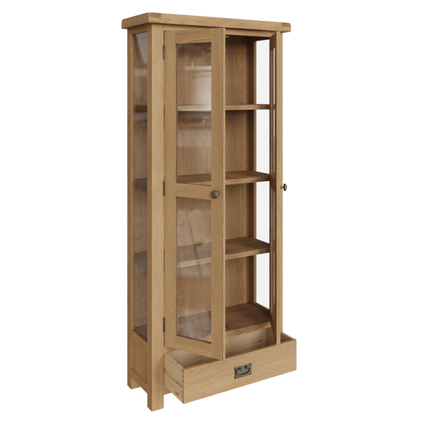 Cotswold Rustic Oak Display Cabinet - The Oak Bed Store